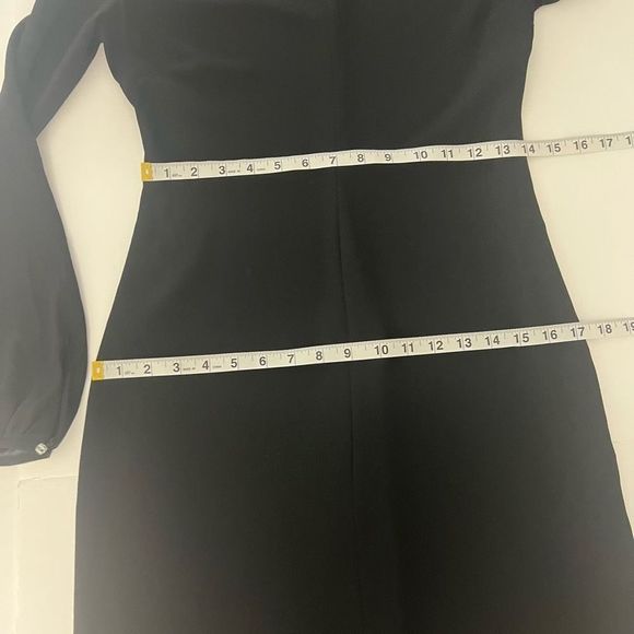 Zara Black V Neck Long Sleeve Tunic Bodycon Mini Sheath Dress Size Small - Picture 13 of 14
